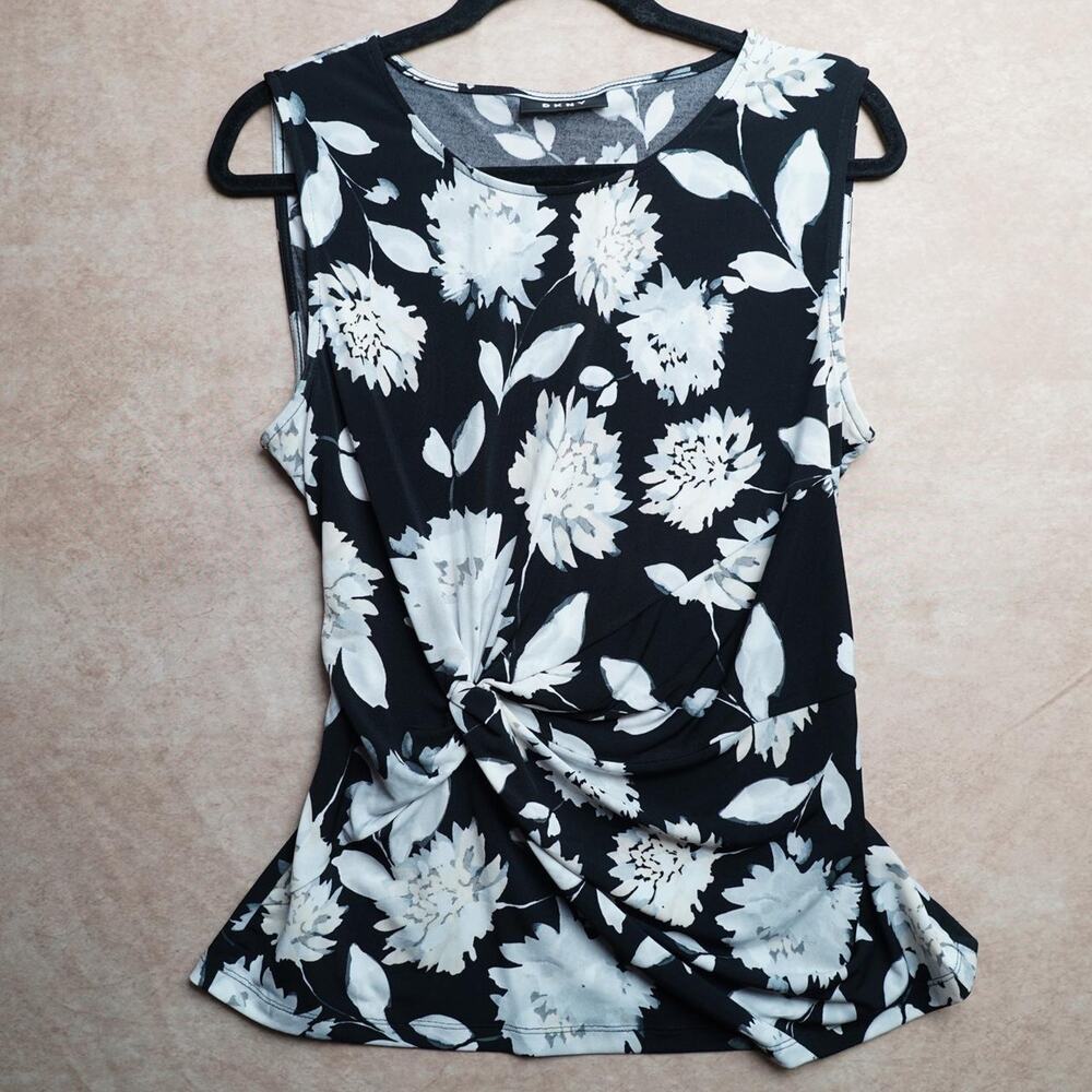 DKNY Floral Twist Front Sleeveless Top Size L Y2K